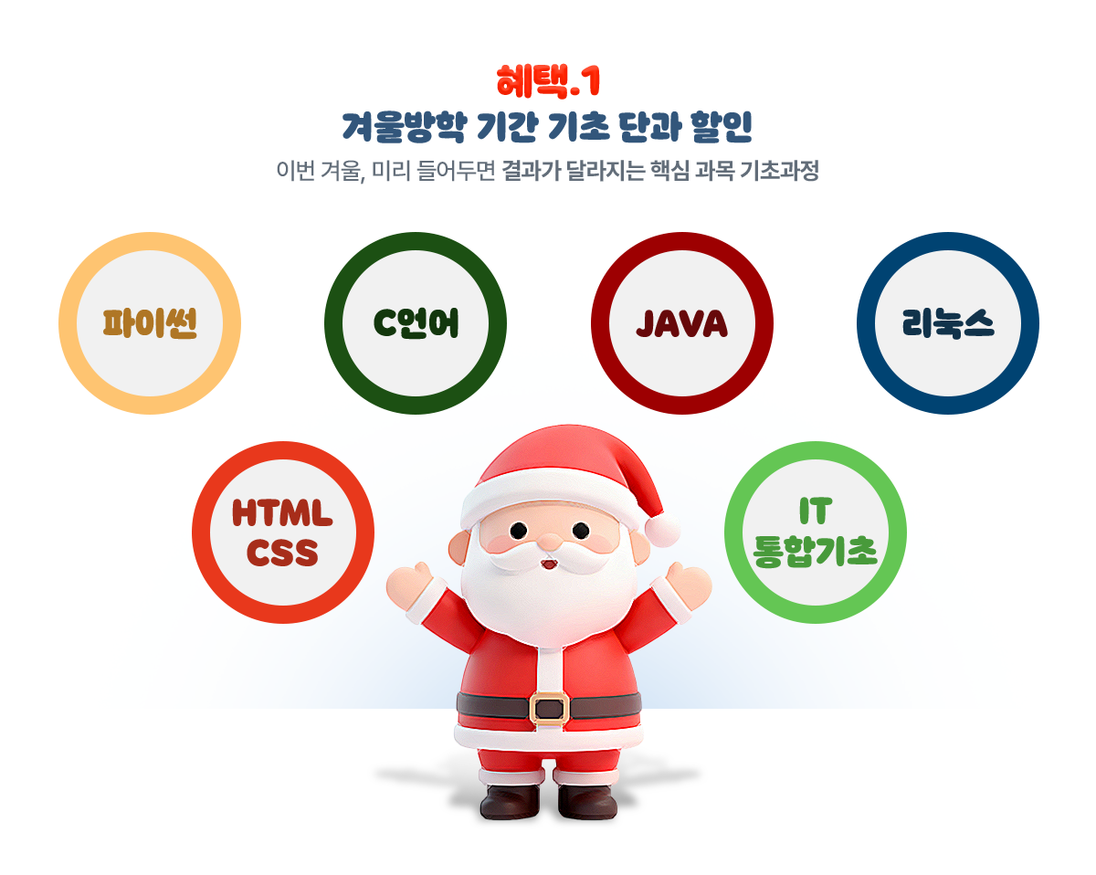 혜택1 겨울방학 기간 기초 단과 할인